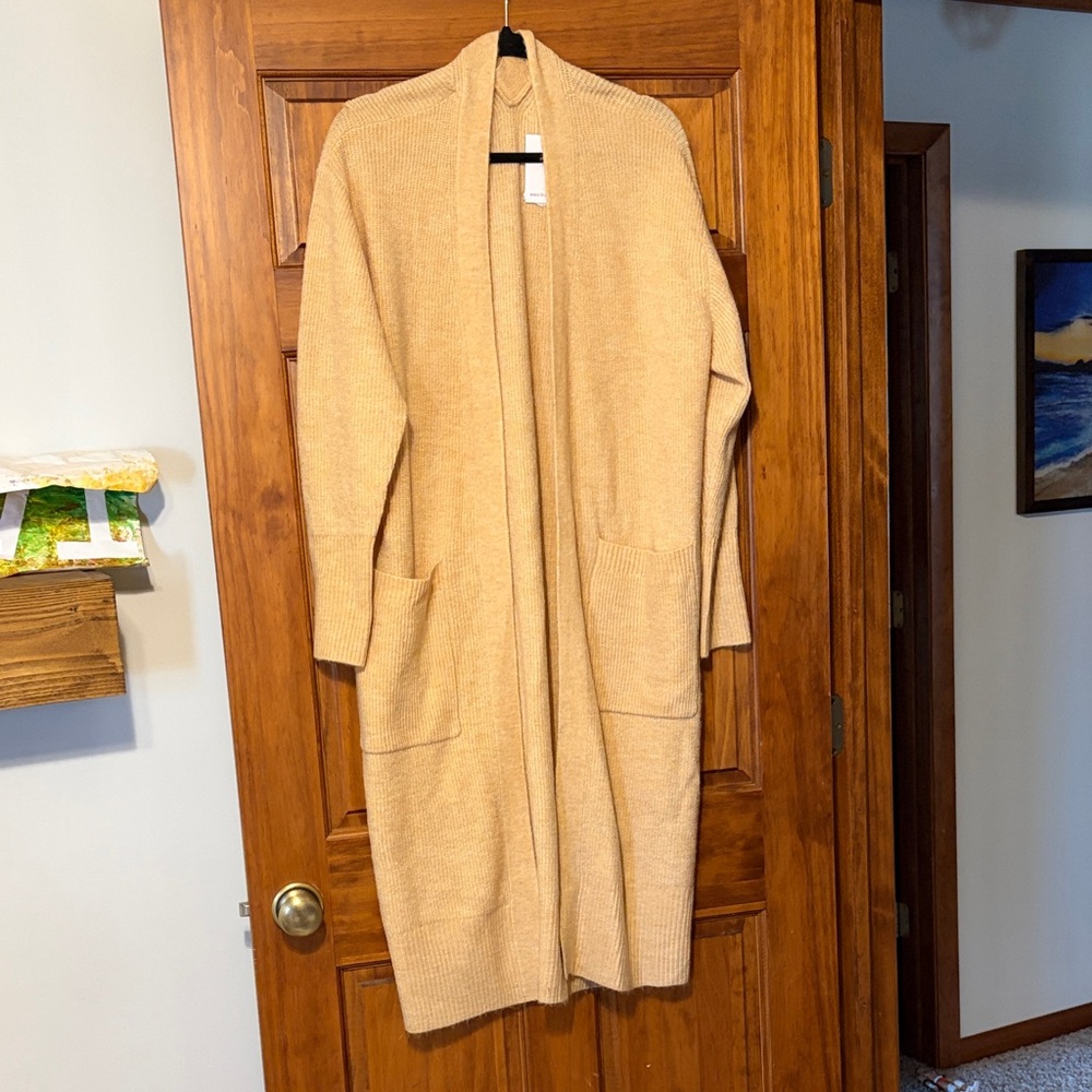 Westbound Tan Open-Front Duster Cardigan